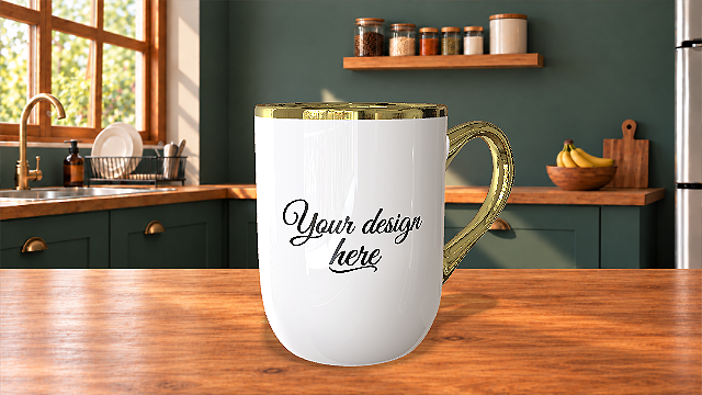 Caneca Imperial (alça e borda douradas) - 325ml